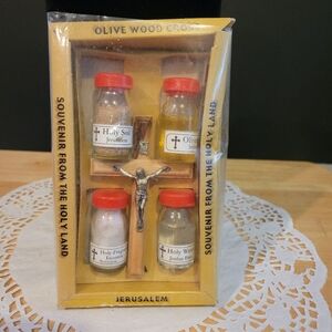 Olive Wood Cross Souvenir Set from the Holy Land